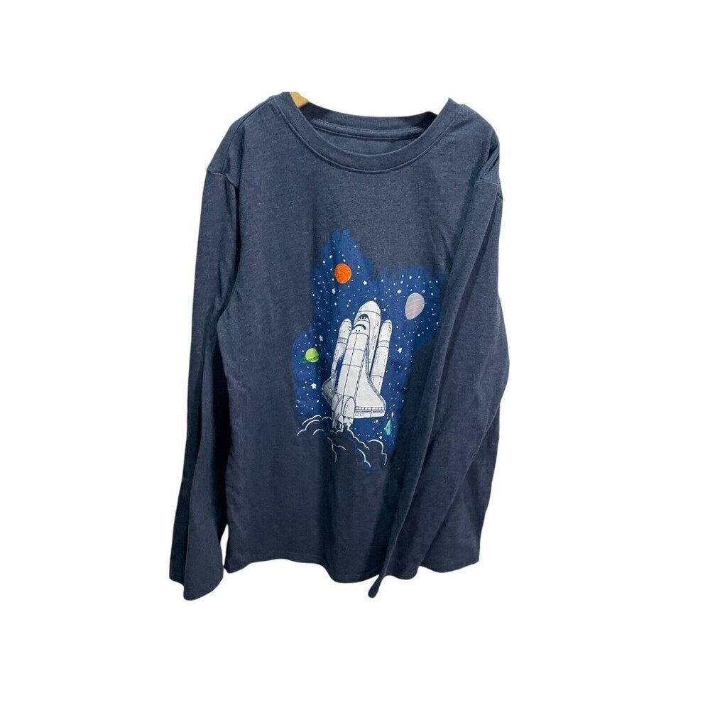 Cat & Jack Long Sleeve Blue‎ Space Shirt Boys XL 14 Cotton Casual